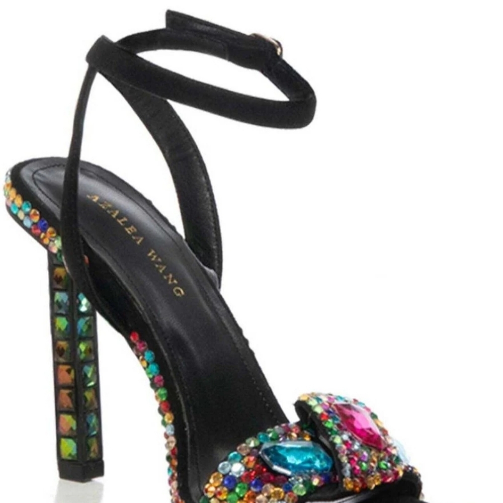 Azalea Wang Black and Multicolor Gem Heels
